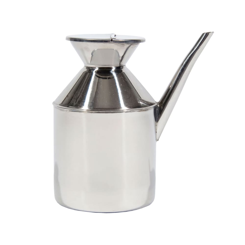 296-37596 48 oz Soy Sauce Dispenser, With Handle, Hinged Cover, Stainless