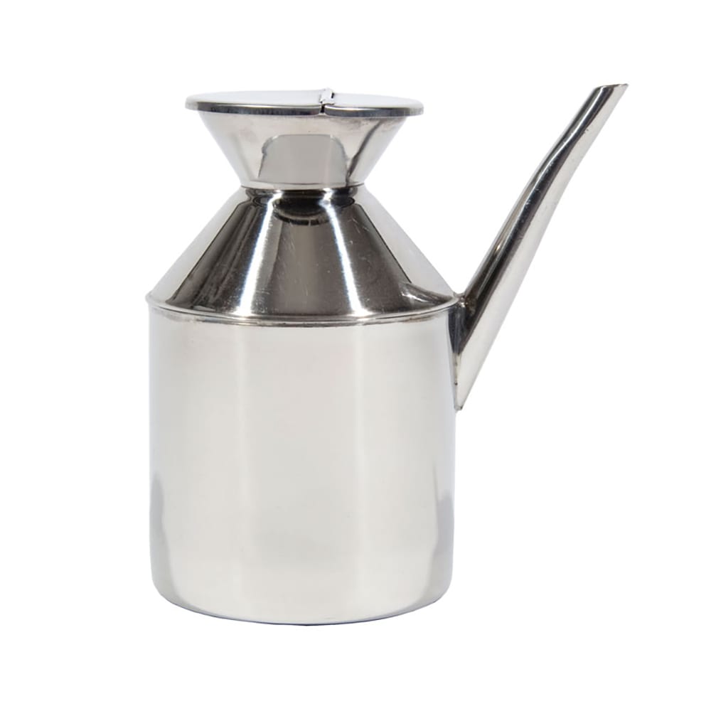 296-37600 13 oz Soy Sauce Dispenser, Without Handle, Hinged Cover, Stainless