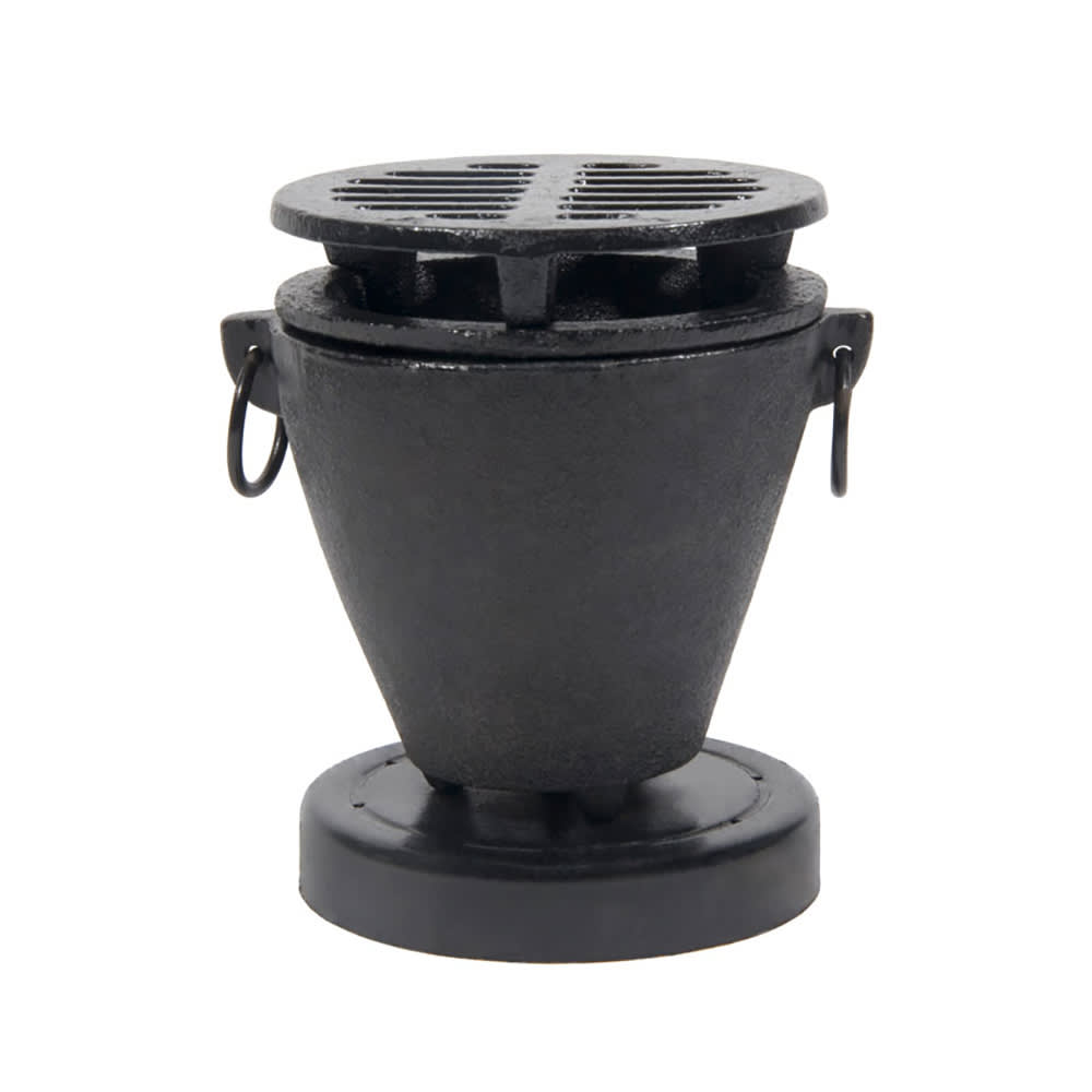 296-51355 3 3/4 x 4 3/4"Hibachi Stove Set, Cast Aluminum Body, Cast Iron Grill, Black
