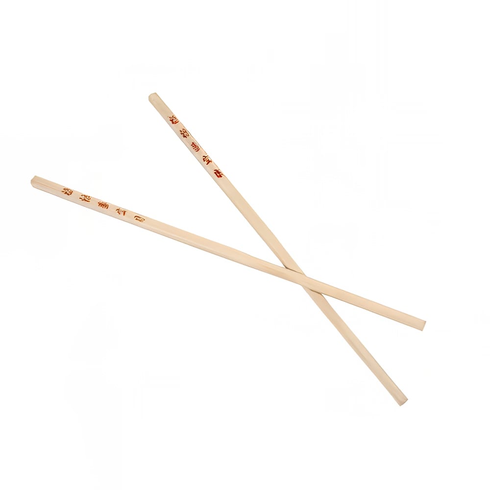 296-51310 10 1/2" Wooden Bamboo Chopsticks, Red Imprint