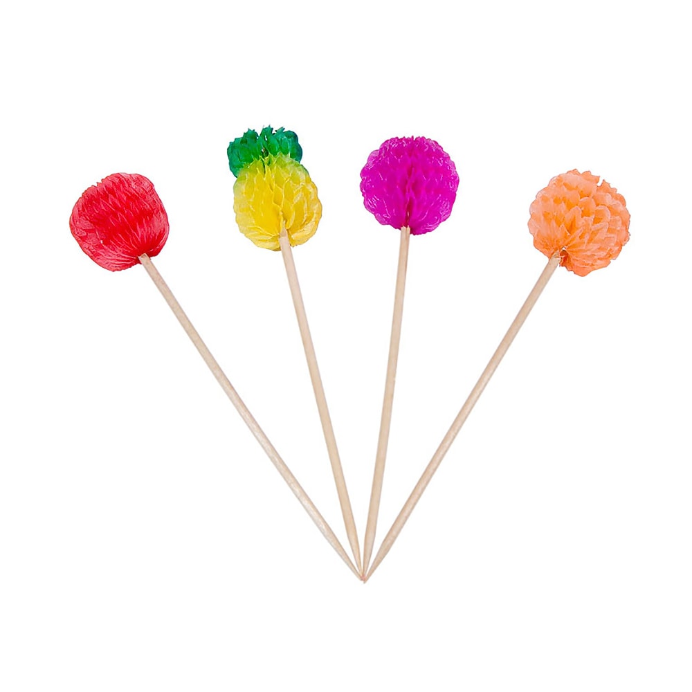 296-51804 4" Wood Fruit Pick, Assorted Colors