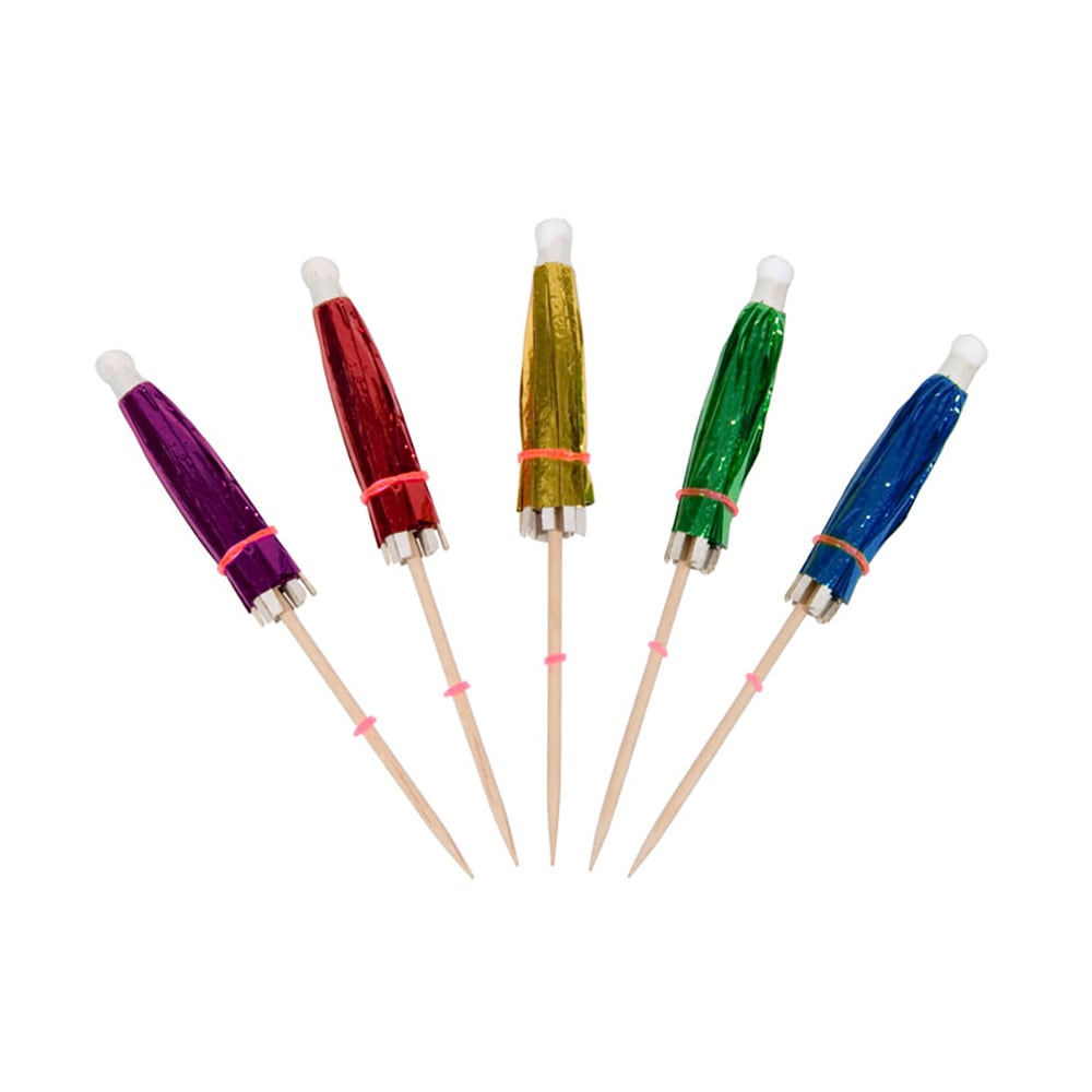 296-51800 4" Wood Parasol Pick, Assorted Colors