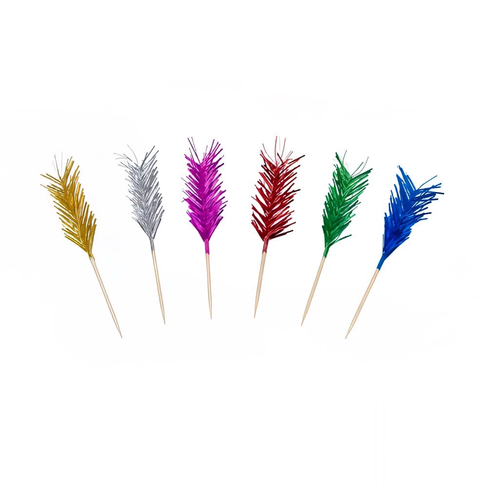 296-51807 4" Wood Frill Pick, Assorted Colors