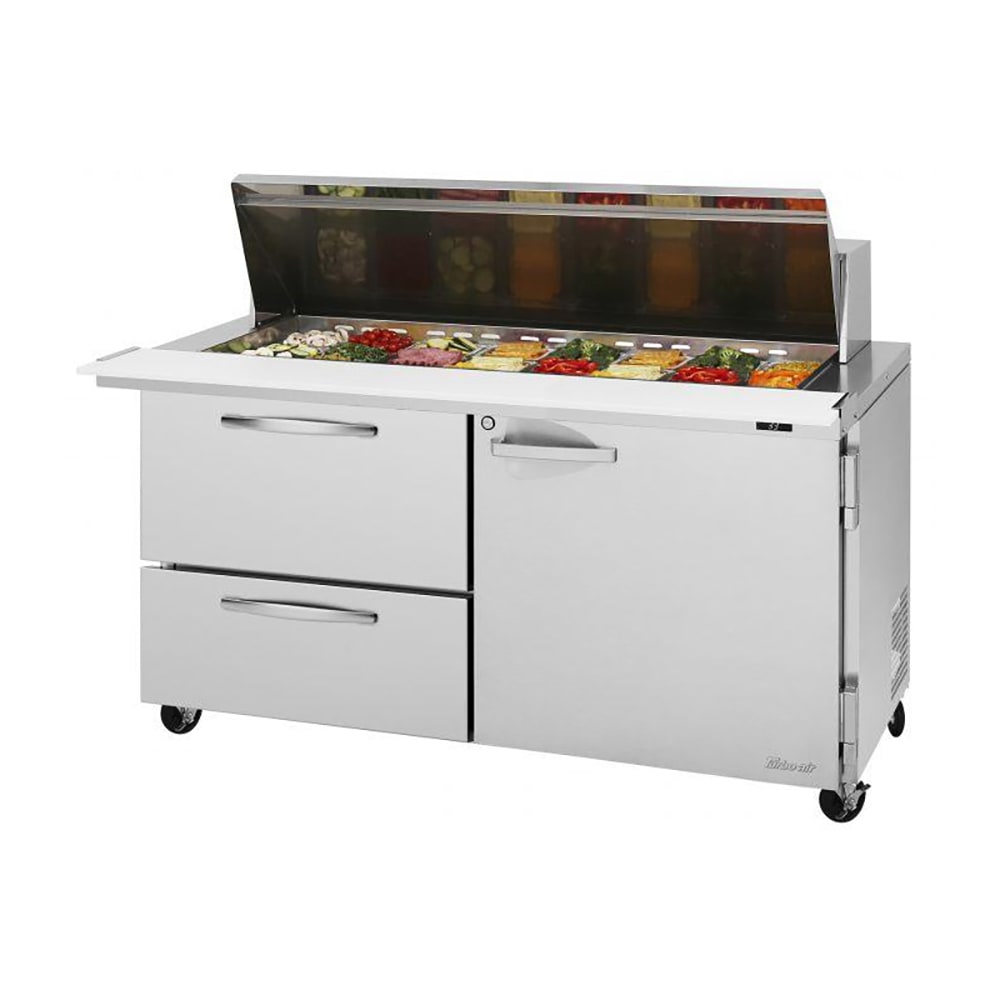083-PST6024D2RN 60 1/4" PRO Series Mega Top Sandwich/Salad Prep Table w/ Refrigerated Base,...
