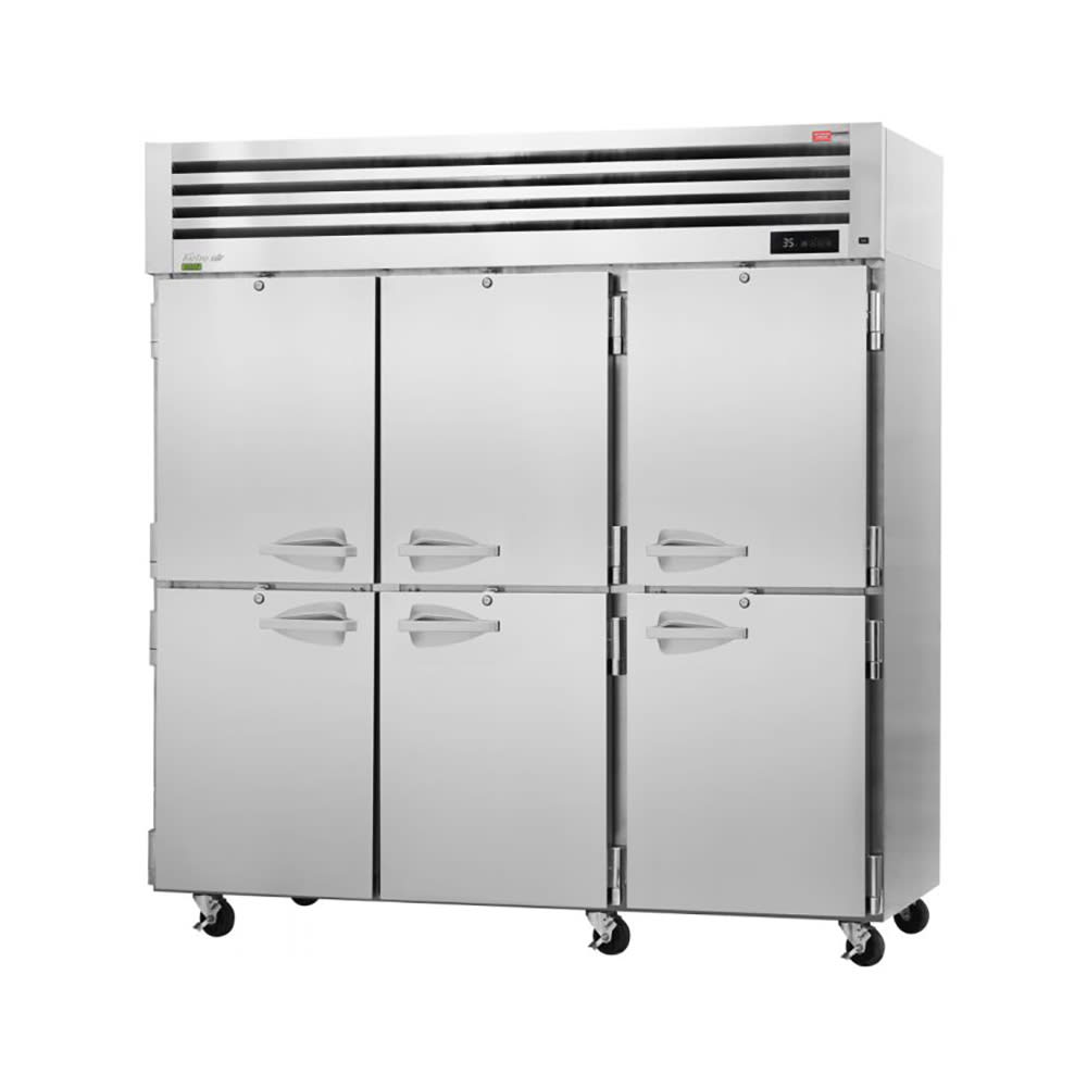 083-PRO776RN 77 3/4" Three Section Reach In Refrigerator, 6 Left/Right Hinge Solid Doors, 11...