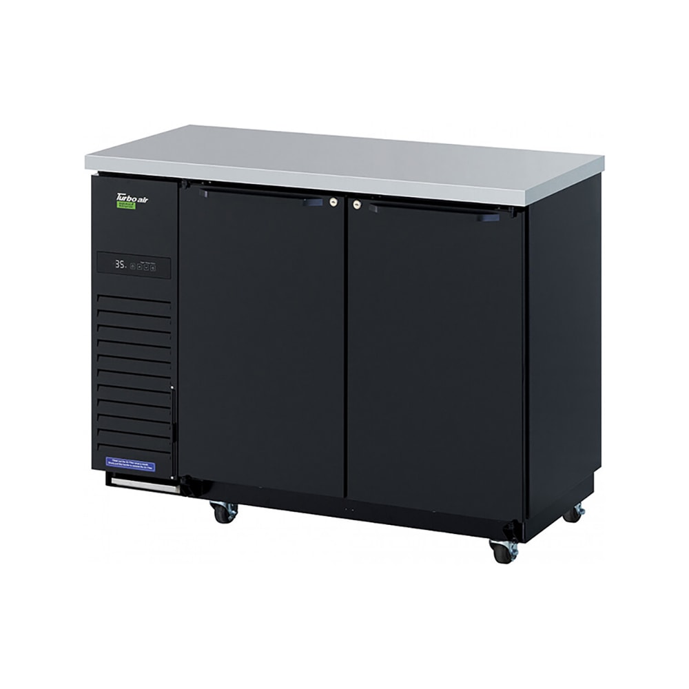 083-TBB2448SBDN6 49 1/8" Bar Refrigerator - 2 Swinging Solid Doors, Black, 115v