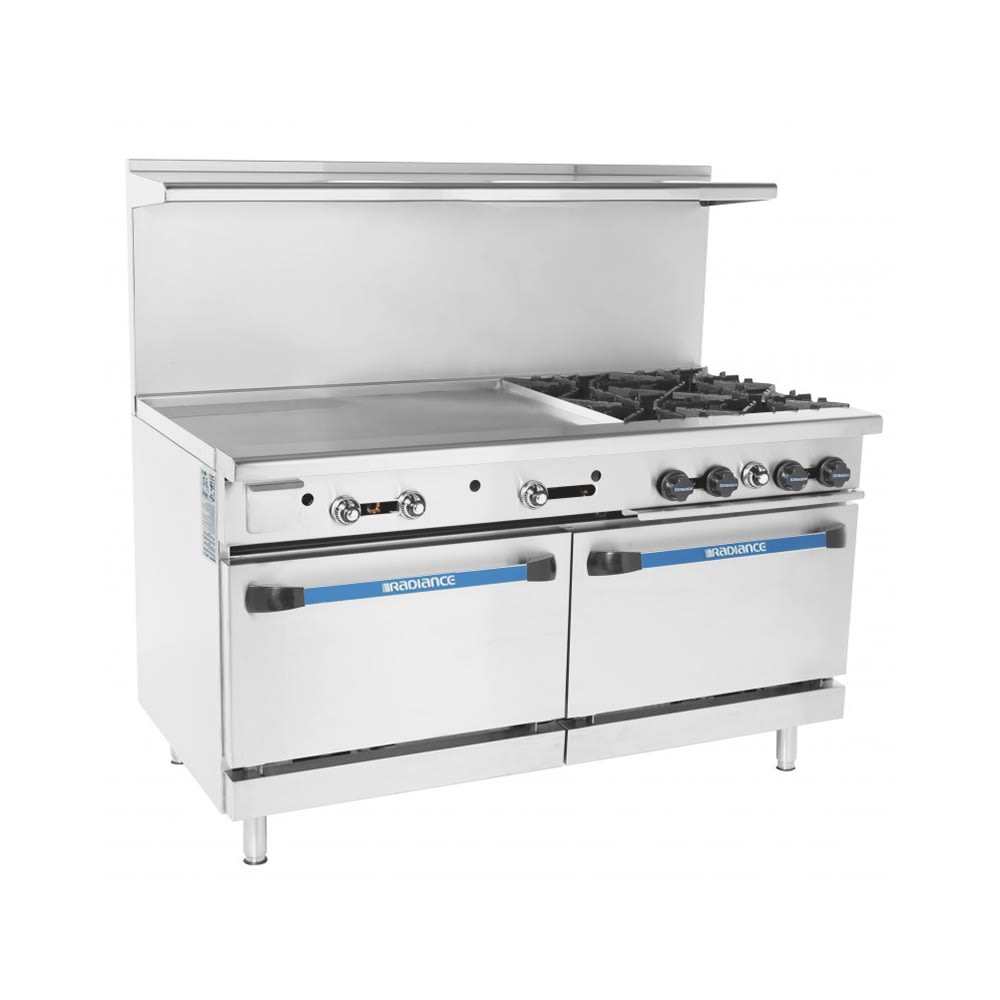 083-TARG36G4BLP 60" 4 Burner Gas Range w/ Griddle & (2) Standard Saver Ovens, Liquid Pro...