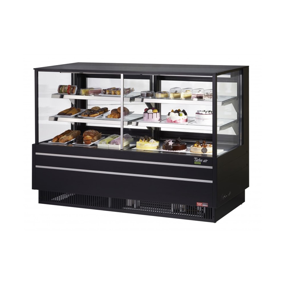 083-TCGB72UFCOWBNBLK 72-1/2" Full Service Bakery Case w/ Straight Glass - (3) Levels, 115v
