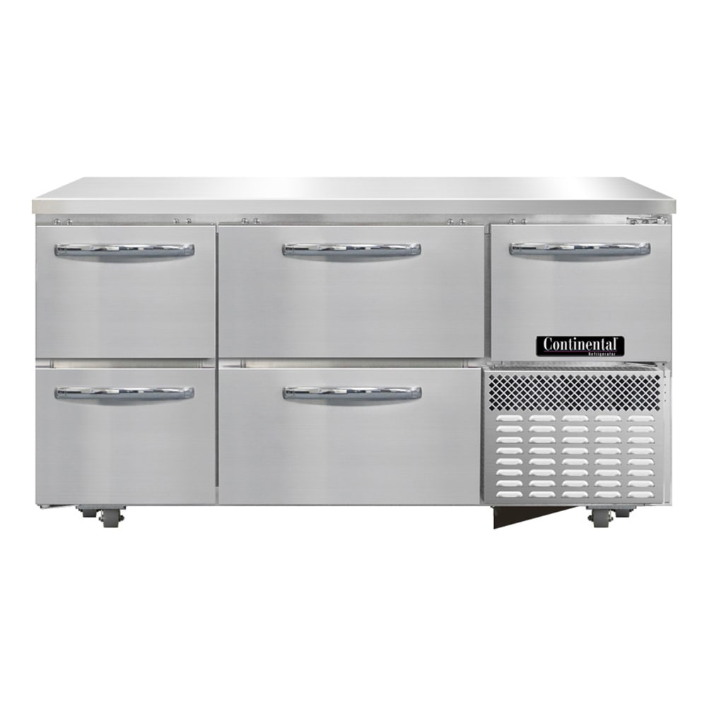 160-FA60SNUD 60"W Undercounter Freezer w/ (3) Sections, (1) Door, (4) Drawers, 115v