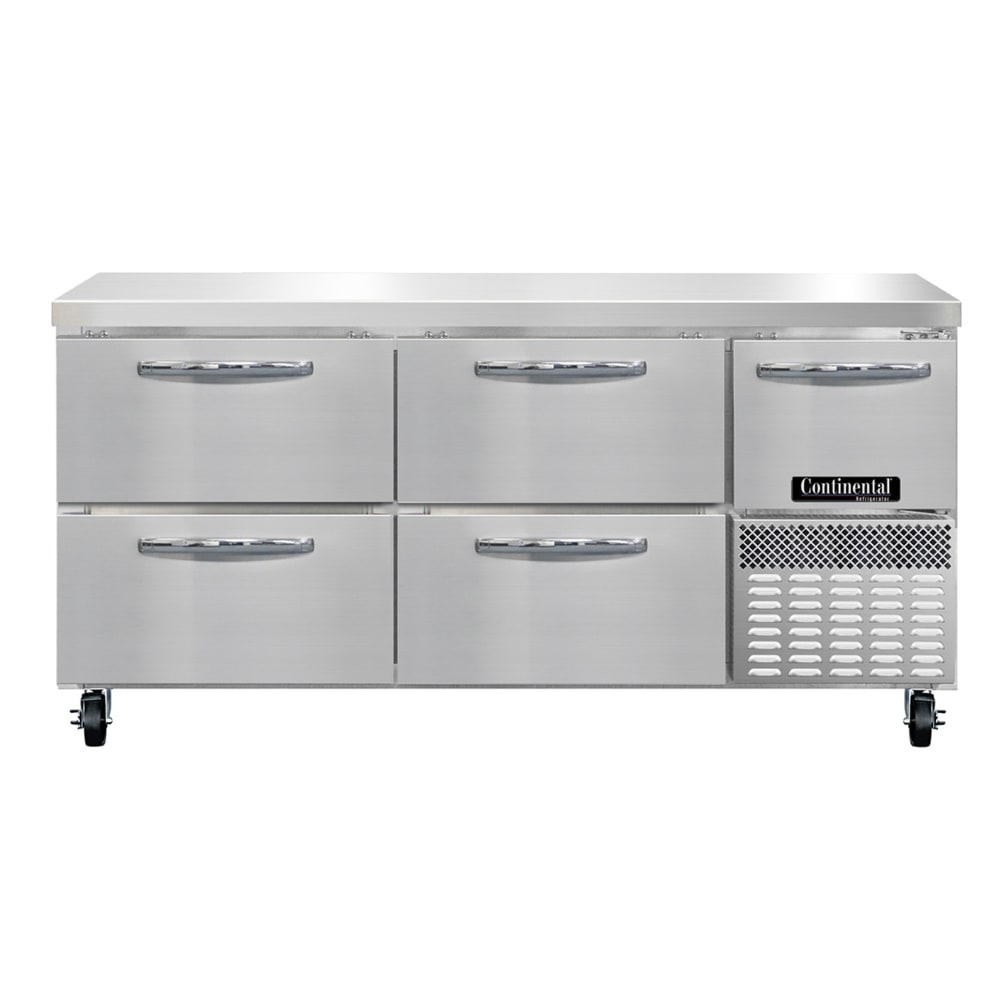 160-RA68SND 68"W Worktop Refrigerator w/ (3) Sections, (1) Door, (4) Drawers, 115v
