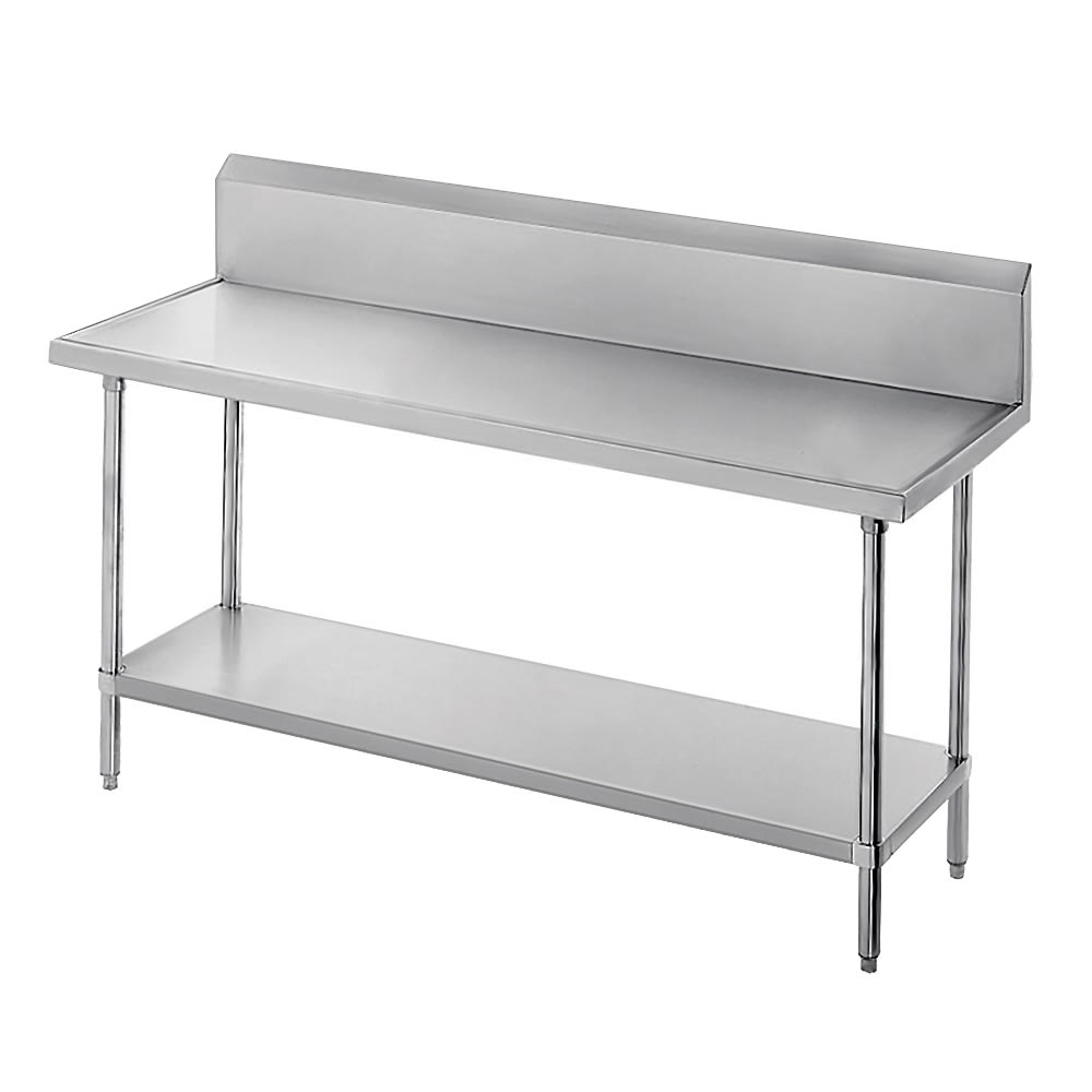009-VKS244 48" 14 ga Work Table w/ Undershelf & 304 Series Stainless Top, 10" Backs...
