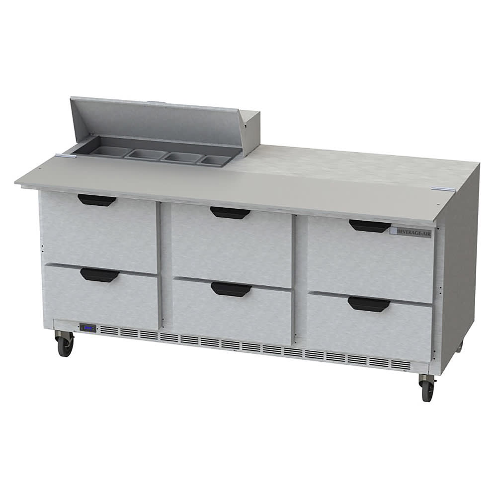 118-SPED72HC08C6 72" Hydrocarbon Series Sandwich/Salad Prep Table w/ Refrigerated Base, 115v