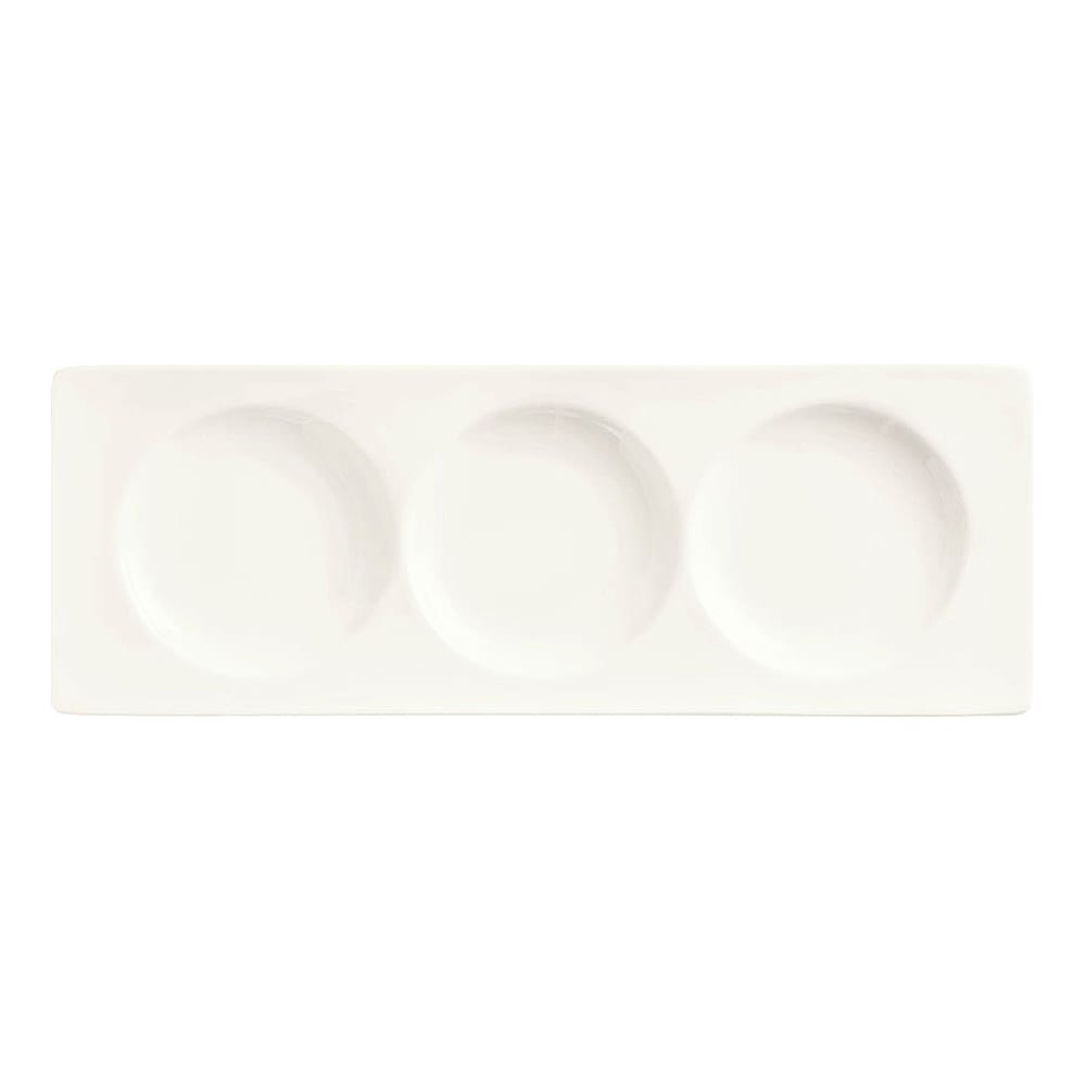 192-BW3333 13" x 4 5/8" Rectangular Chef's Selection II Tray - Porcelain, Ultra Br...