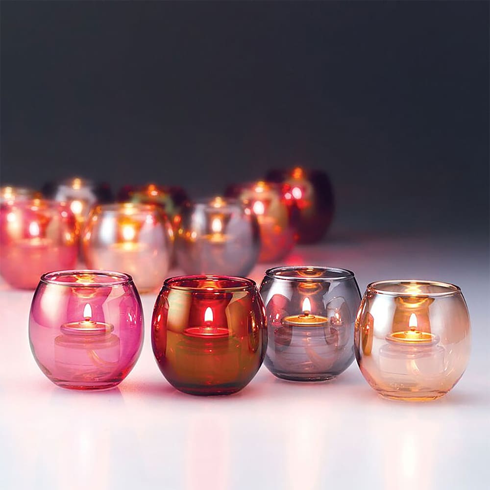 461-5119G Tealight Lamp w/ Bubble Style, 2 19/30 x 2 3/8", Glass, Gold
