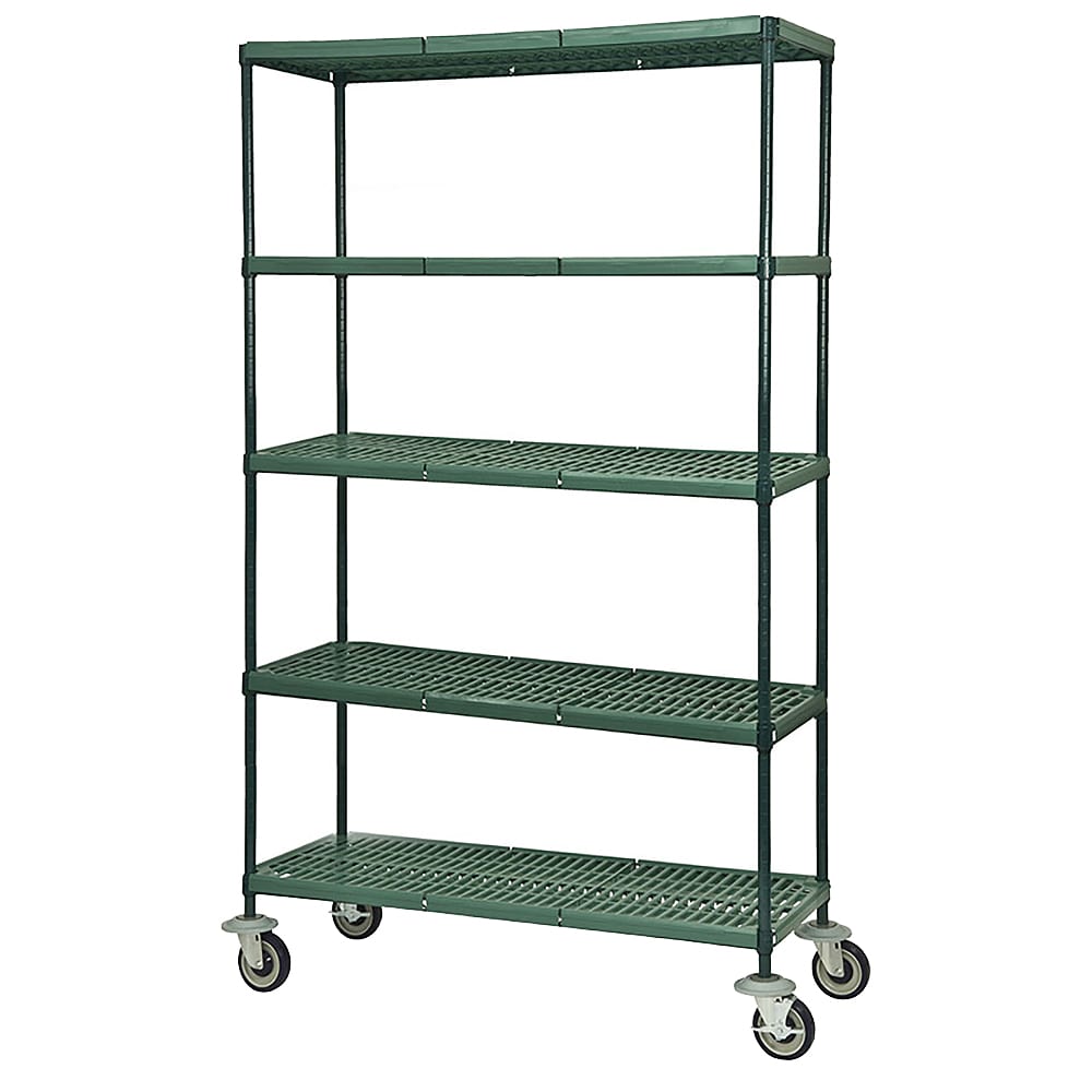 268-FMPS2160695 60" 5-Tier Heavy-Duty Epoxy Coated Wire Shelving Unit - Mobile, 21"W, 6...