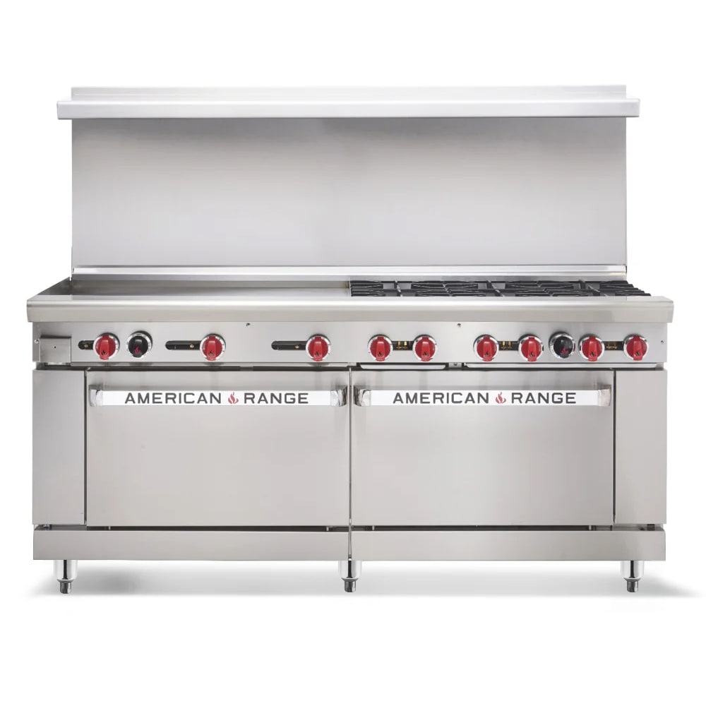 386-AR36G6BCLSBRLP 72" 6 Burner Gas Range w/ Griddle & Convection Oven & Storage Bas...