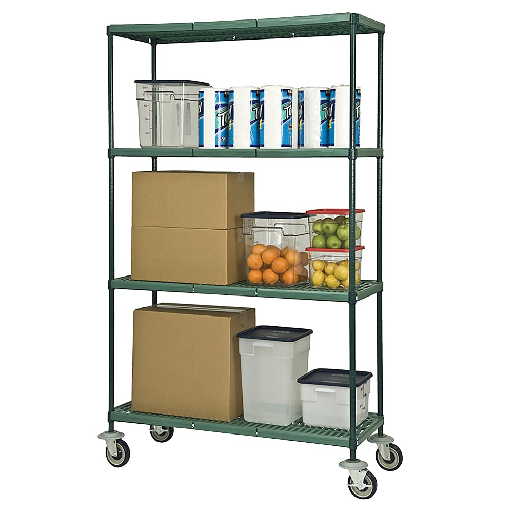 268-FMPS1848694 48" 4-Tier Heavy-Duty Epoxy Coated Wire Shelving Unit - Mobile, 18"W, 6...