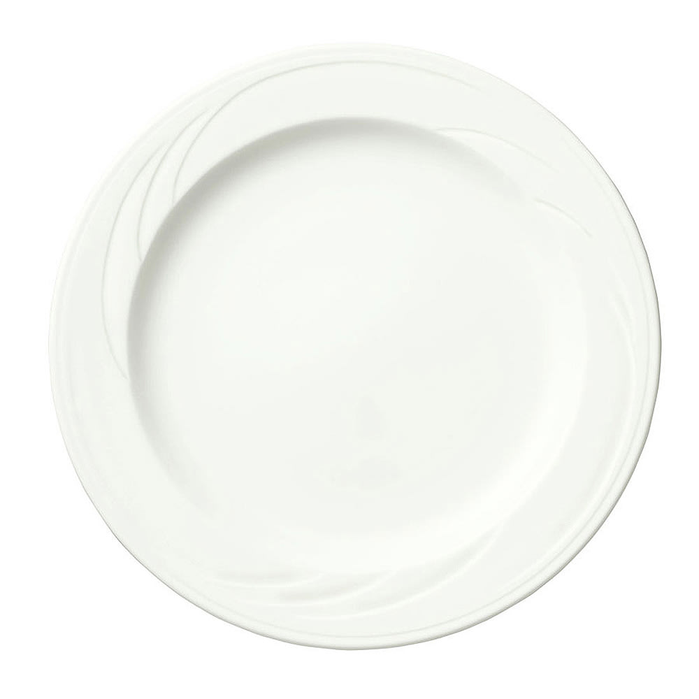 024-905437873 10 1/2" Round Footed Plate w/ Medium Rim & Elan Pattern, Flat, Royal Ridea...