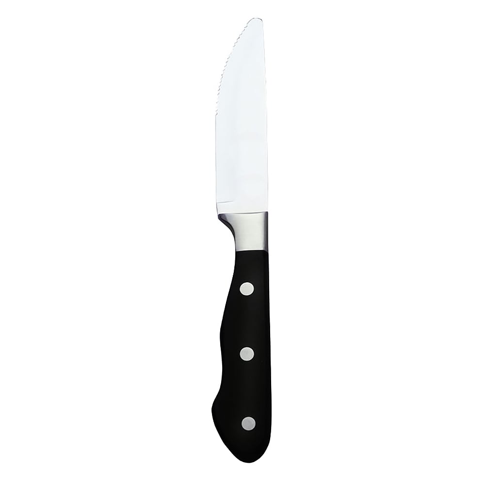 192-2012694 9 5/8" Steak Knife w/ Metal Tang & Plastic Handle, Black, Deluxe Chop House