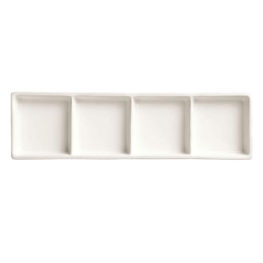 192-BW4444 10 5/8" x 3 1/4" Rectangular Chef's Selection Tray - Porcelain, Ultra B...