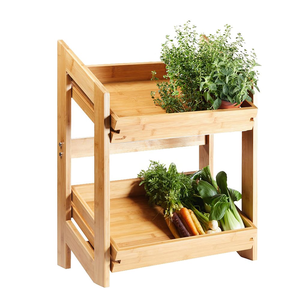 209-BD136 2 Tier Display Tray - Bamboo w/ Natural Finish