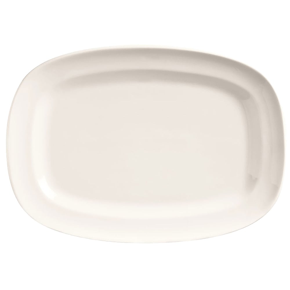 192-BW1124 12" Porcelain Oblong Racetrack Plate, Basics Collection