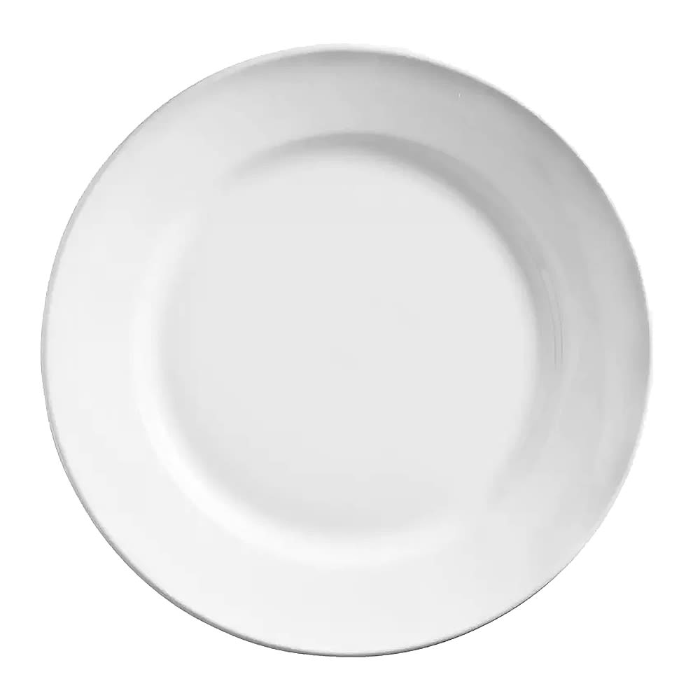 192-840435R26 9 3/4" Round Porcelain Plate w/ Wide Rim & Rolled Edge, Bright White, Porc...