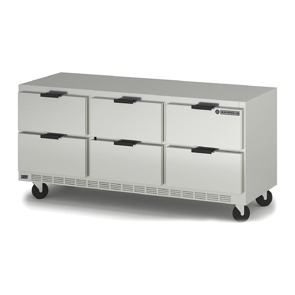 118-UCRD72AHC6 72" W Undercounter Refrigerator w/ (3) Section & (6) Drawer, 115v