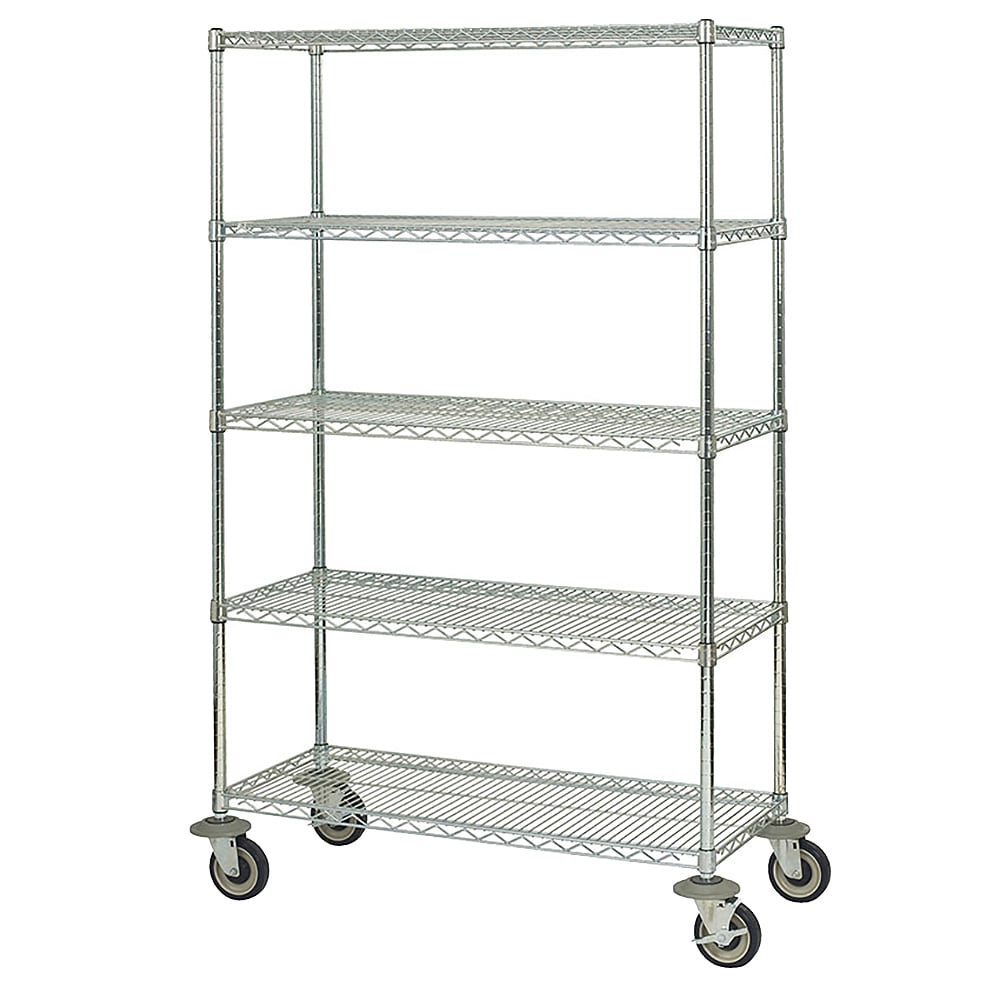 268-FMK2436695CH 36" NSF 5-Tier Heavy-Duty Chromate Wire Shelving Unit - Mobile, 24"W,...