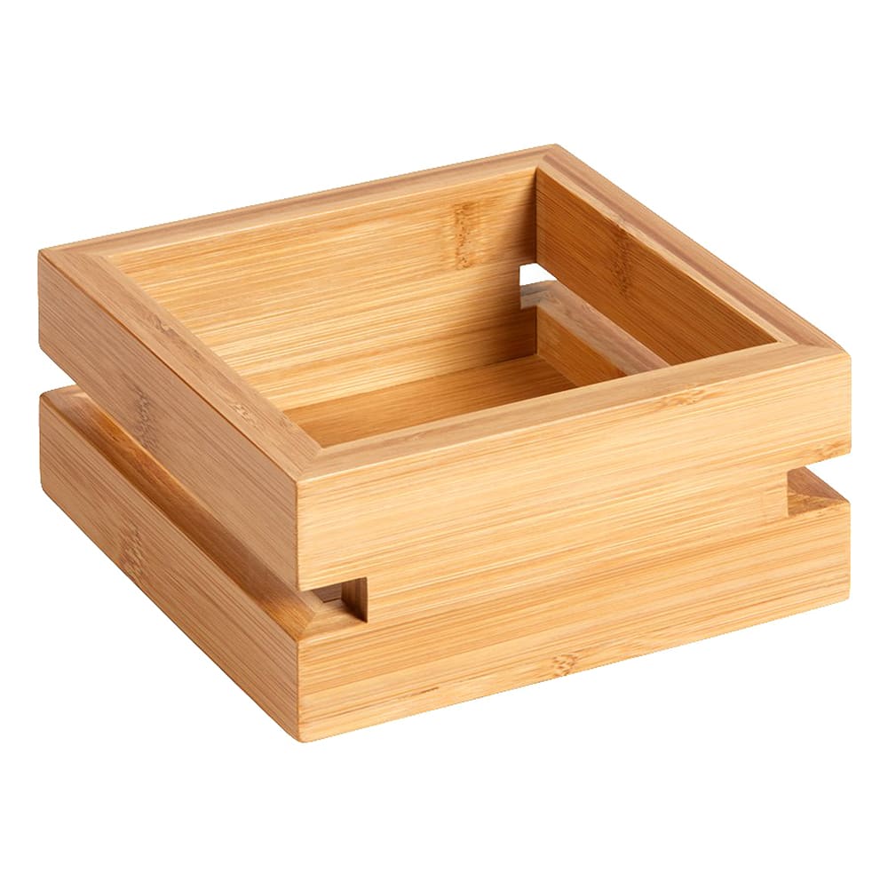 209-BD134 6 1/2" Square Display Tray - Bamboo w/ Natural Finish
