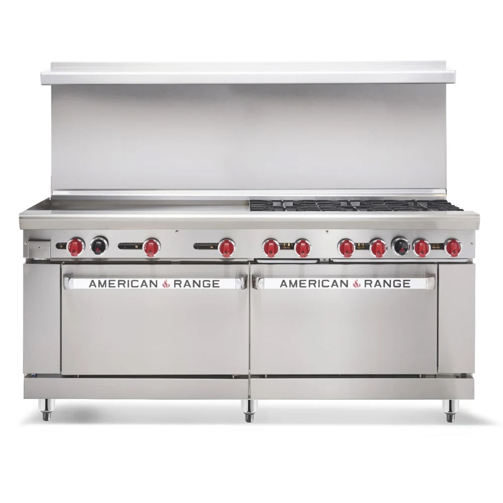 386-AR12CLSBRNG 72" 12 Burner Gas Range w/ Convection Oven & Storage Base, Natural Gas