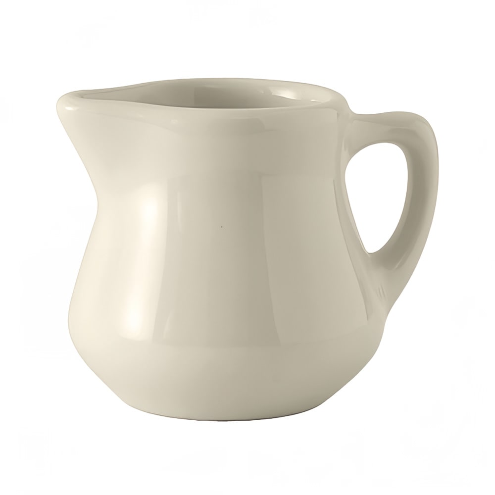 424-BER035 3 1/2 oz TuxCare®© Healthcare Creamer - Ceramic, American White