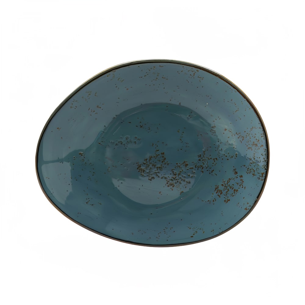 424-GGE651 Oblong Elliptical Artisan Geode Plate - 10" x 8 1/4", Porcelain, Azure