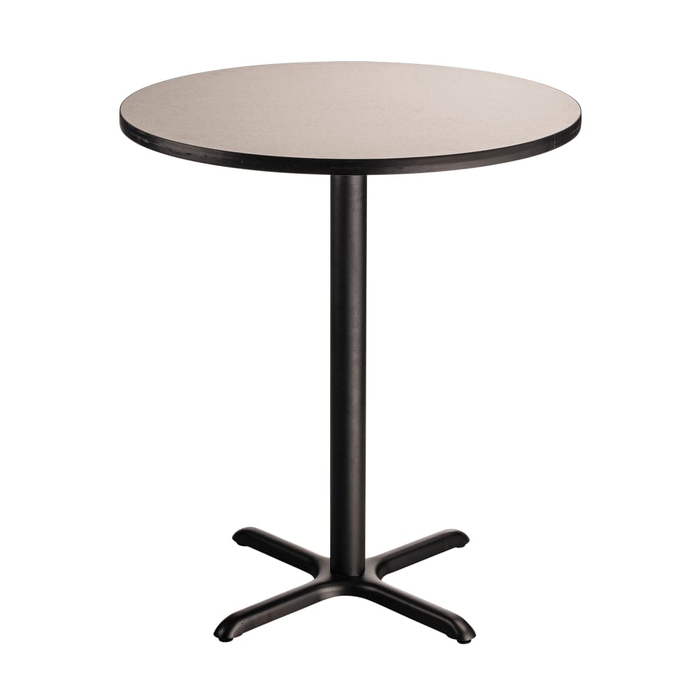 955-CT13636XBPBTMGY 36" Round Bar Height Table - Grey Nebula Laminate Top, Steel Base