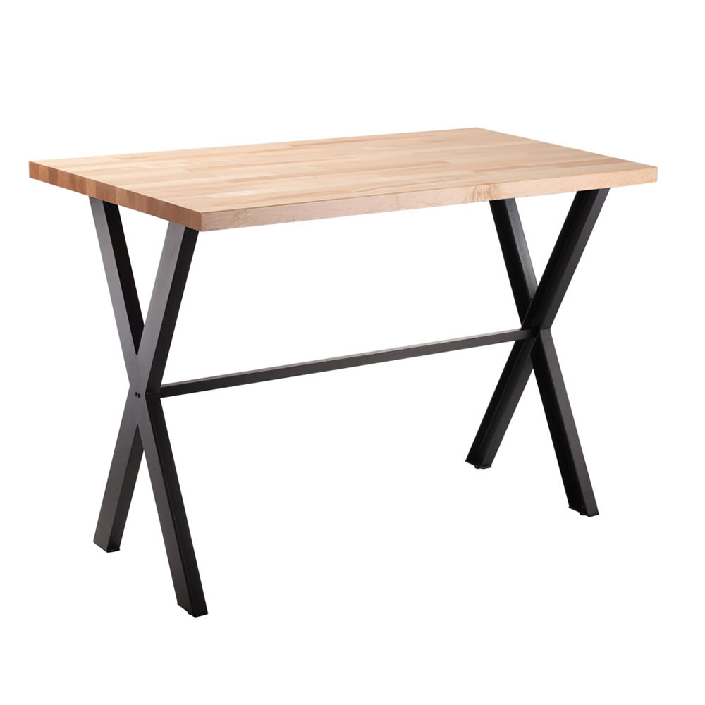 955-CLT3072B2BB Rectangular Bar Height Table w/ Butcherblock Top - 72"W x 30"D, Steel B...