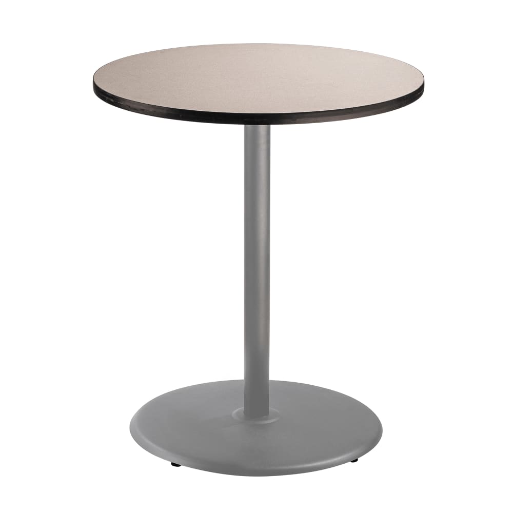 955-CTG13636RBPBTMGY 36" Round Bar Height Table - Grey Nebula Laminate Top, Steel Base