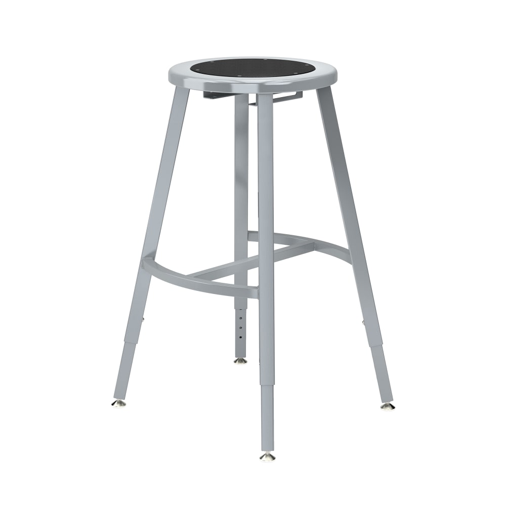 955-TTSG24HS10 Round Backless Stool w/ Black Steel Seat, Gray
