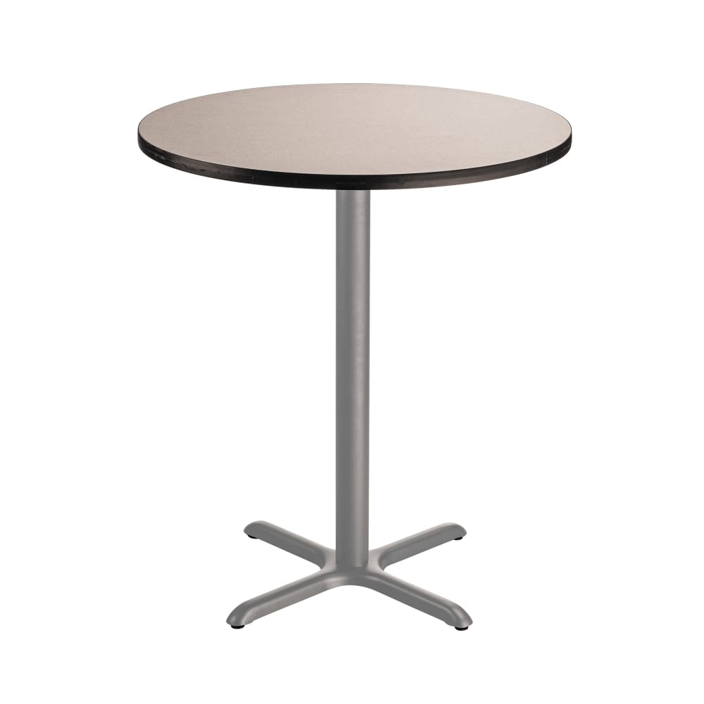 955-CTG13636XBPBTMGY 36" Round Bar Height Table - Grey Nebula Laminate Top, Steel Base