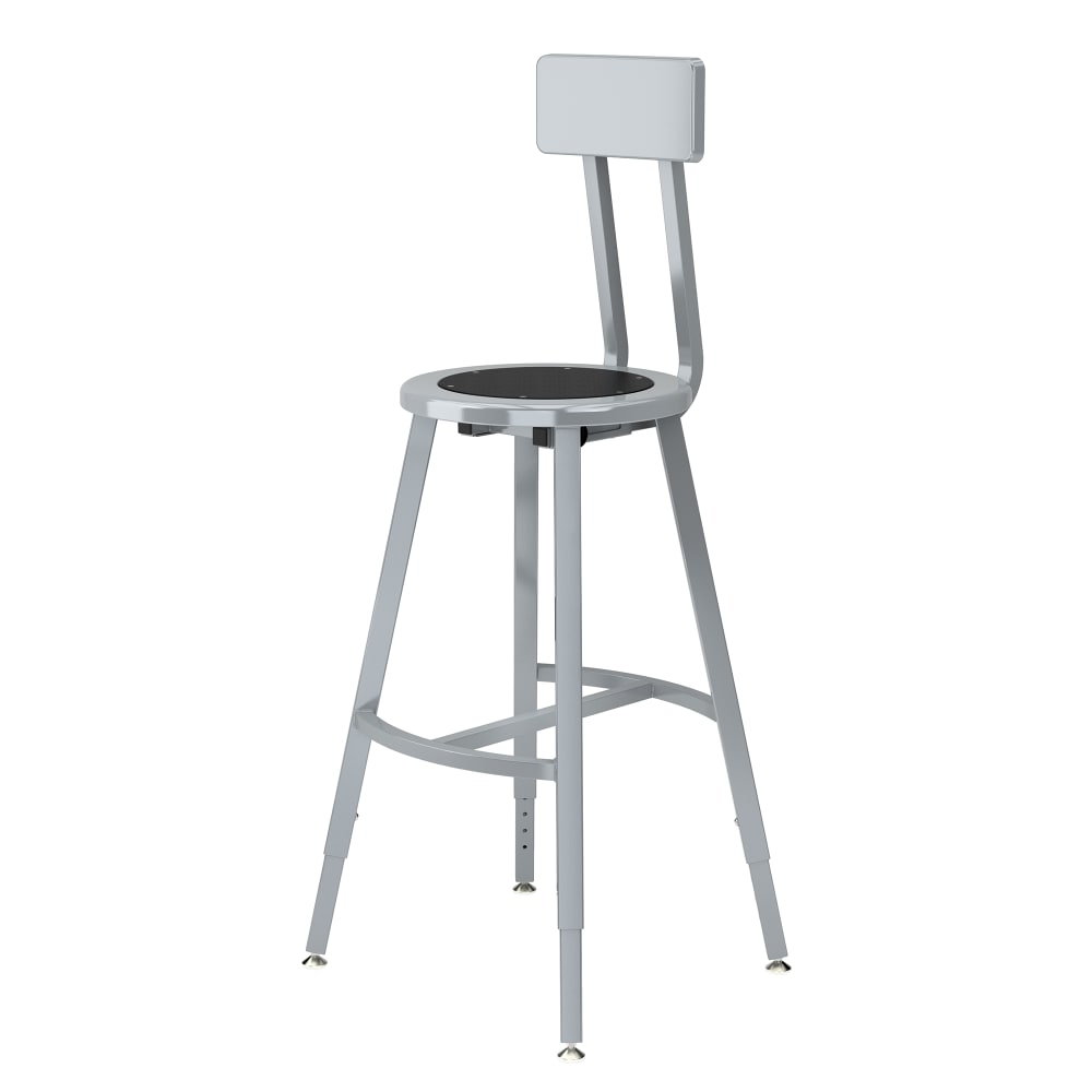 955-TTSG24HBS10 Round Stool w/ Solid Back & Black Steel Seat, Gray