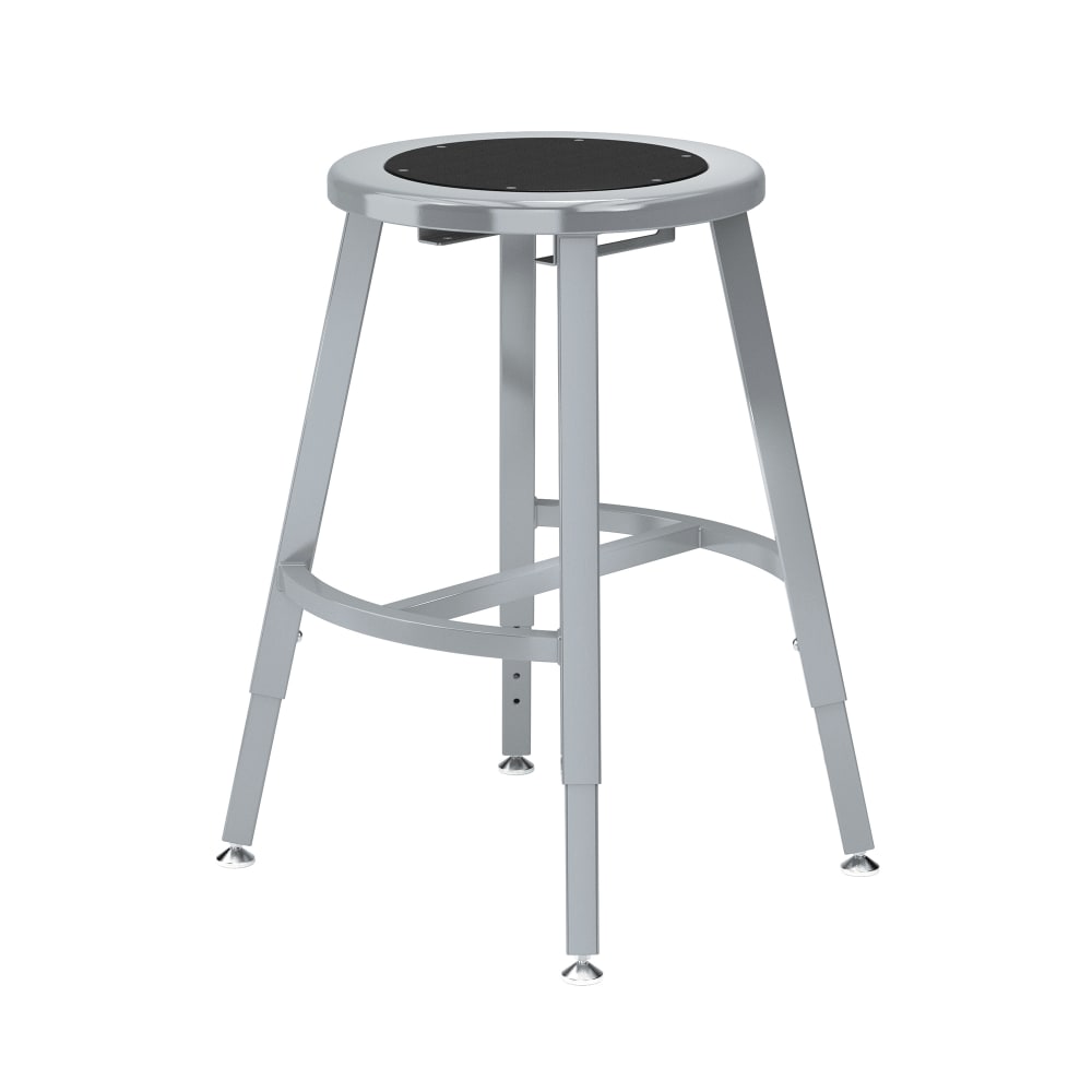 955-TTSG18HS10 Round Backless Stool w/ Black Steel Seat, Gray