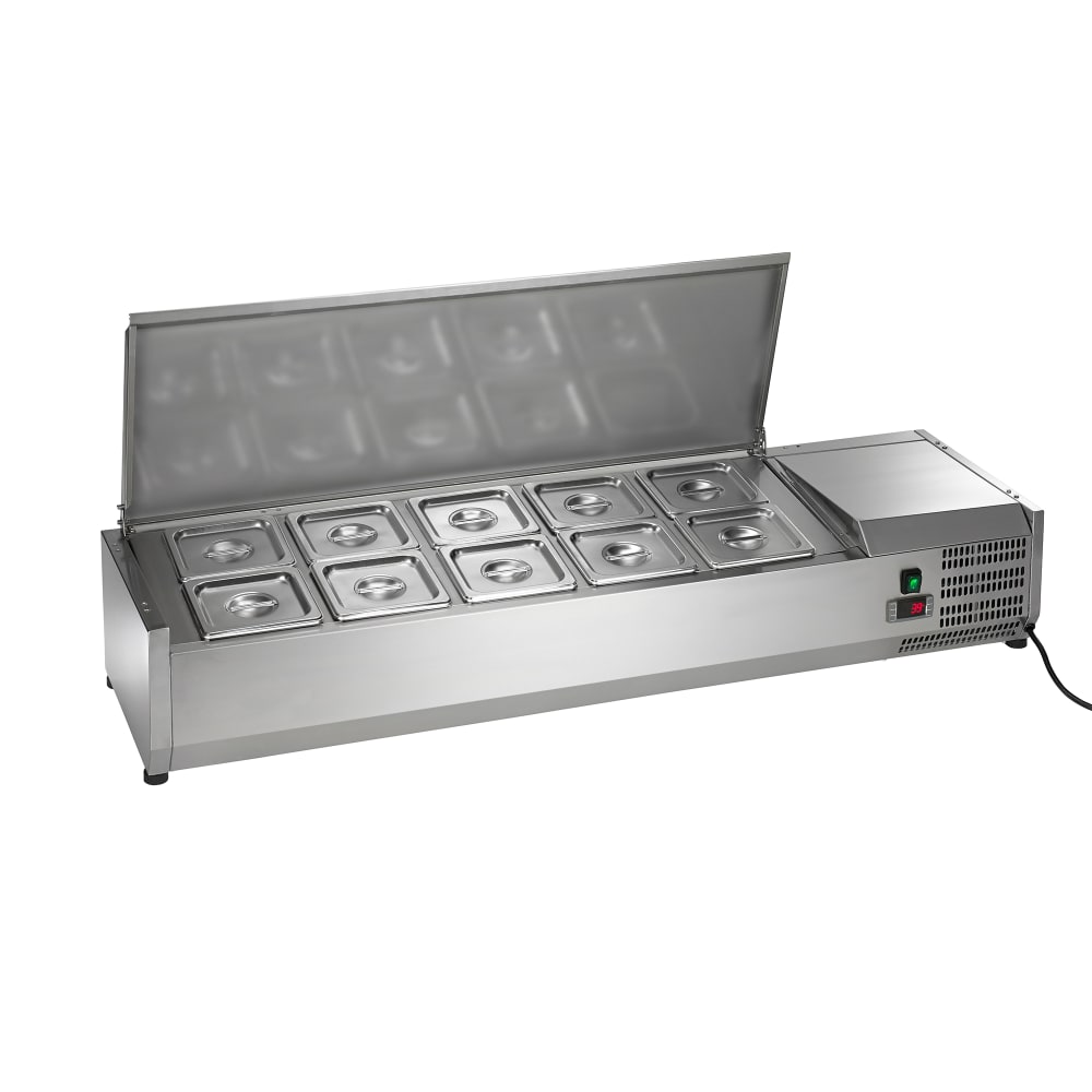 150-ACP55 55" Countertop Refrigerated Prep Rail - Hinged Lid