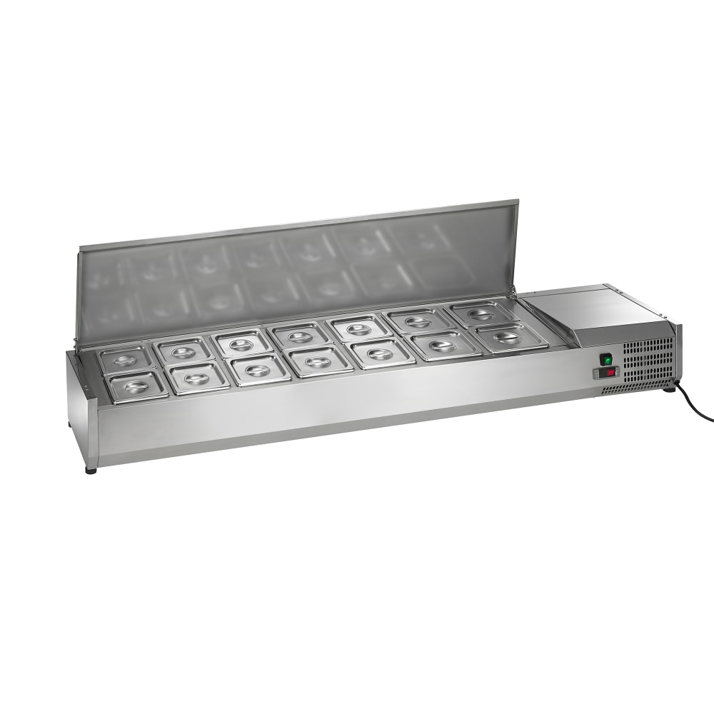 150-ACP63 63" Countertop Refrigerated Prep Rail - Hinged Lid