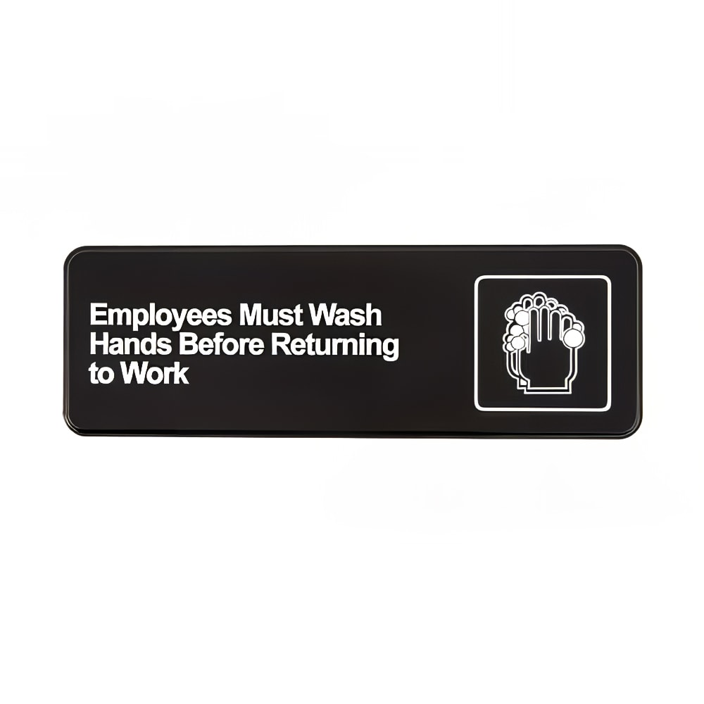 175-4530 Wash Hands Before Returning to Work Sign - 3x9" White on Black