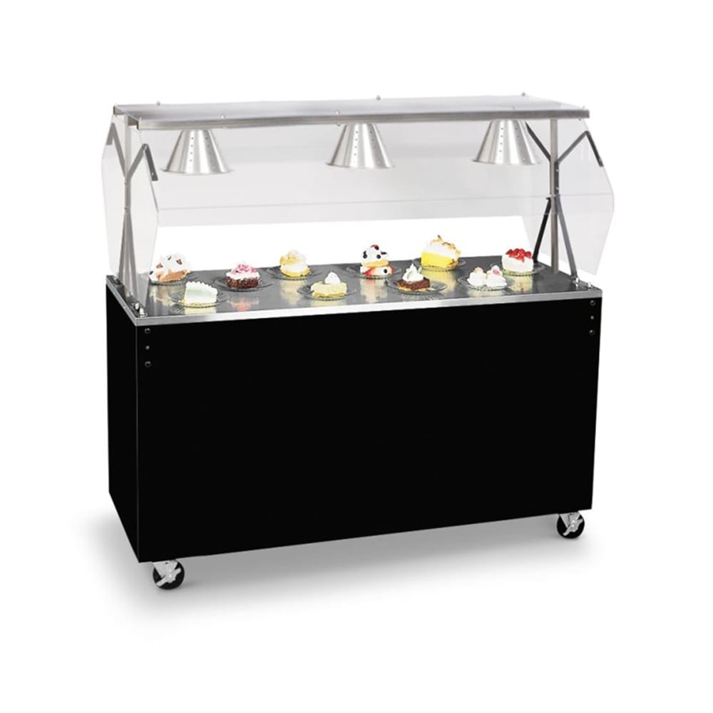 175-38761 46" Mobile Food Bar w/ Enclosed Base & Stainless Top, Cherry Woodgrain