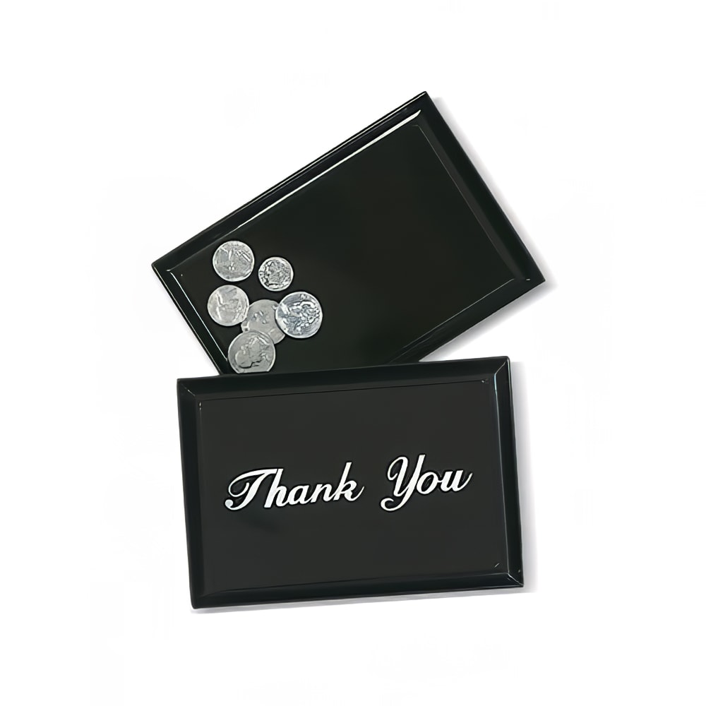 175-100096 Oblong Tip Tray - Thank You, 4 1/2" x 6 1/2", Black