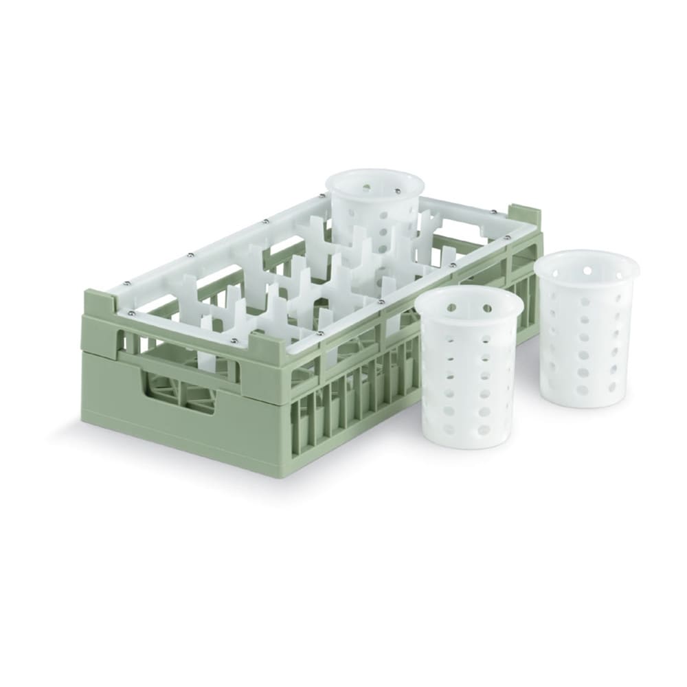 175-528081 Dishwasher Rack - 8 Compartment, Medium, Half-Size, Green
