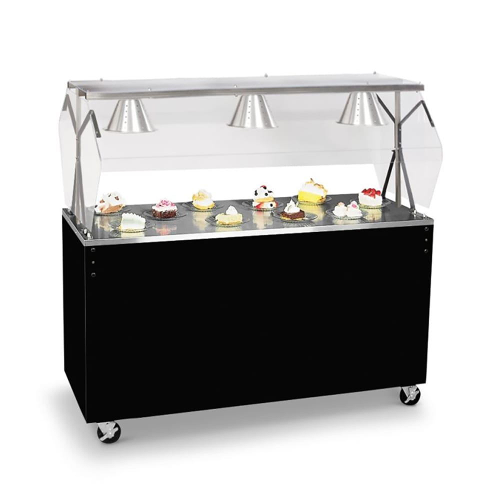 175-3876460 60" Mobile Food Bar w/ Enclosed Base & Stainless Top - Cherry Woodgrain, 120...