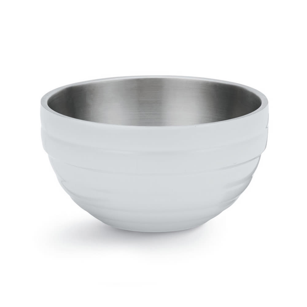 175-4659150 3 2/5 qt Round Insulated Bowl - 18 ga Stainless, Pearl White