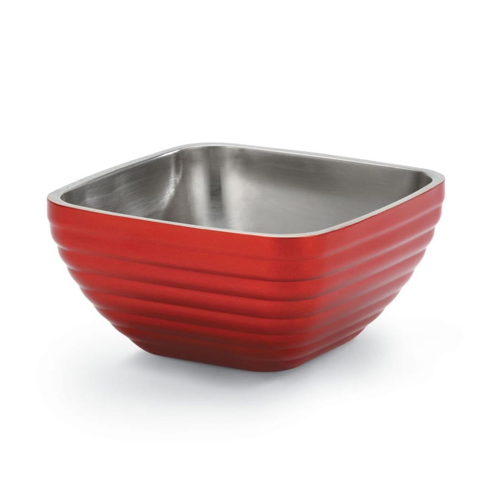 175-4763215 1 4/5 qt Square Insulated Bowl - Stainless, Dazzle Red