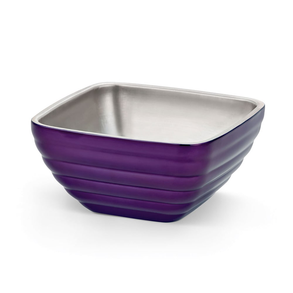 175-4763565 5 1/5 qt Square Insulated Bowl - Stainless, Passion Purple